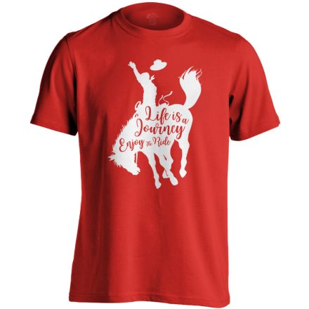 Feliratos "journey" lovas férfi póló (piros)