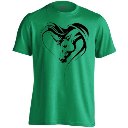 Realisztikus "szív" lovas férfi póló (zöld)