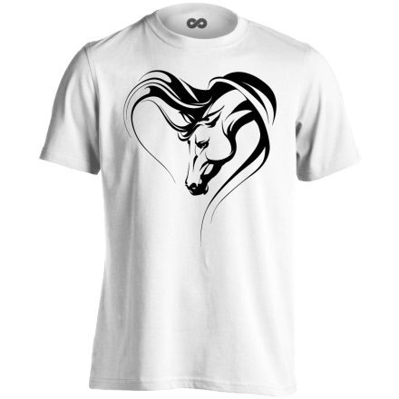 Realisztikus "szív" lovas férfi póló (fehér)
