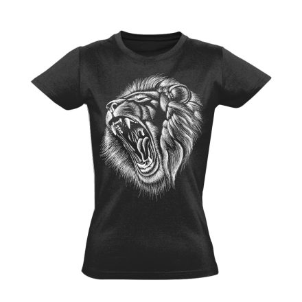Monokróm oroszlános női póló (fekete)