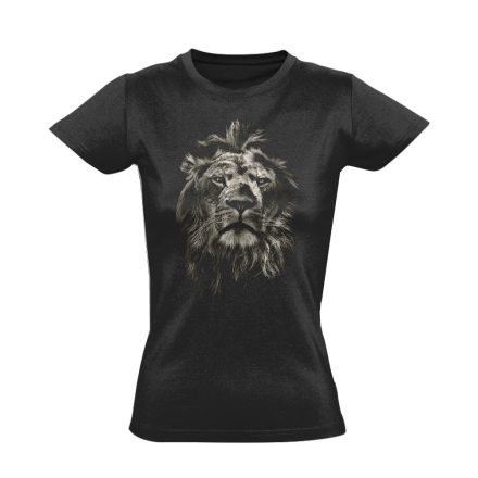 Tekintély oroszlános női póló (fekete)