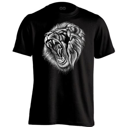 Monokróm oroszlános férfi póló (fekete)