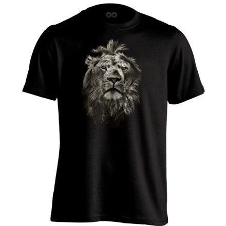 Tekintély oroszlános férfi póló (fekete)