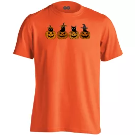 Tökös macskák halloweeni férfi póló (narancssárga)