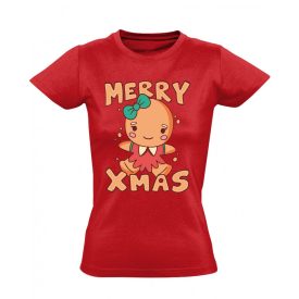 Mézeskalács lány karácsonyi női póló (piros) Mézeskalács lány karácsonyi női póló (piros)
