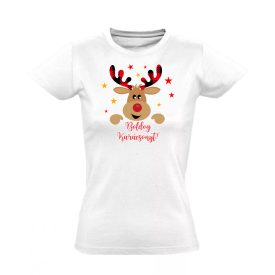 Cuki szarvas karácsonyi női póló (fehér) Cuki szarvas karácsonyi női póló (fehér)