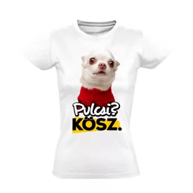 PulcsiKöszi karácsonyi női póló (fehér)