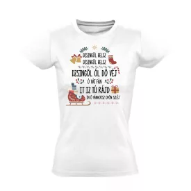 Dzsingöl belsz karácsonyi női póló (fehér)
