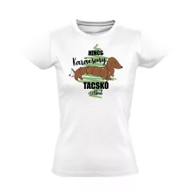   Nincs Karácsony tacskó nélkül karácsonyi női póló (fehér)