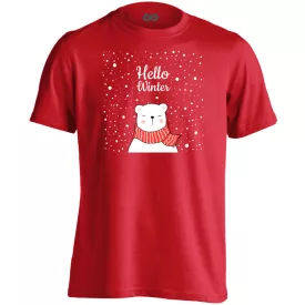 Hello winter macis karácsonyi férfi póló (piros)