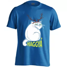   Portré "rénszarvas" haggyá macskás férfi póló (kék)