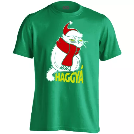 Portré "karácsonyi" haggyá macskás férfi póló (zöld)