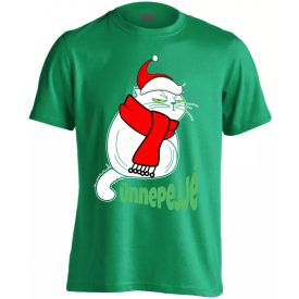 Portré "ünnepejjé" karácsonyi macskás férfi póló (zöld) akciós póló - S   Portré "ünnepejjé" karácsonyi macskás férfi póló (zöld) akciós póló - S