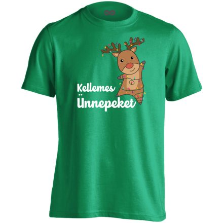 Kellemes szarvas karácsonyi férfi póló (zöld)