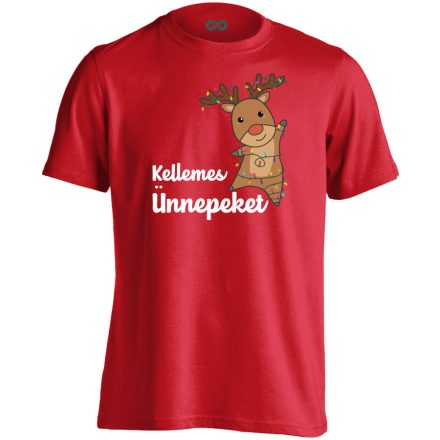 Kellemes szarvas karácsonyi férfi póló (piros)