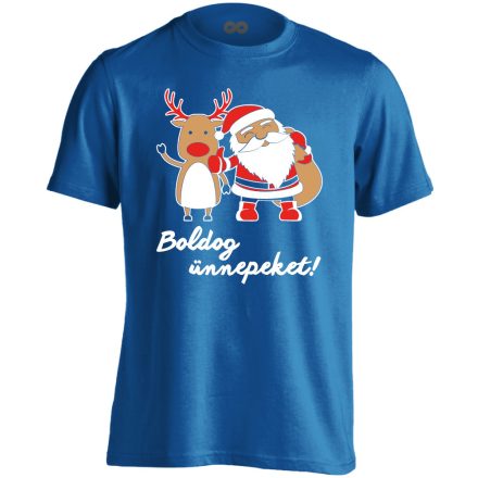 Rudi és Miki karácsonyi férfi póló (kék) akciós póló - M