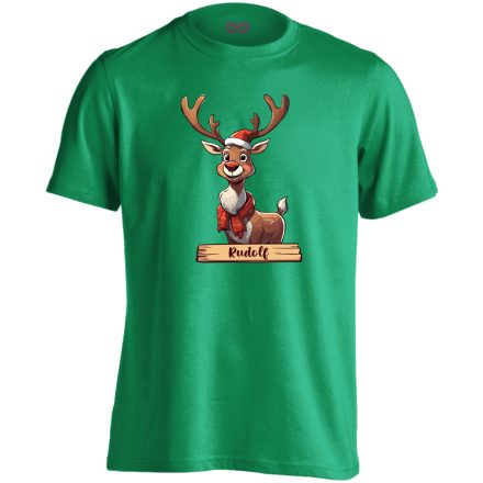Rudolf a rénes karácsonyi férfi póló (zöld)