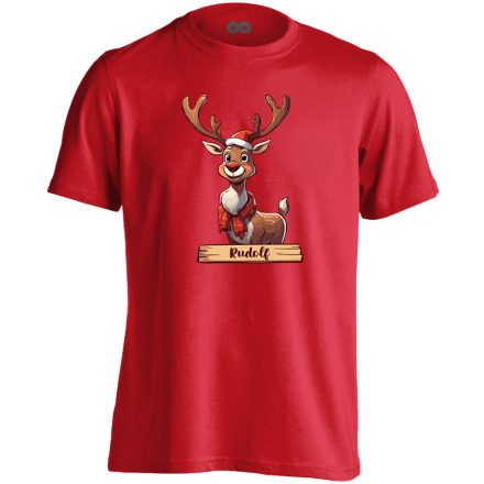 Rudolf a rénes karácsonyi férfi póló (piros)
