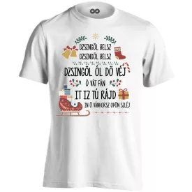 Dzsingöl belsz karácsonyi férfi póló (fehér)