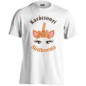 Sütikornis karácsonyi férfi póló (fehér)