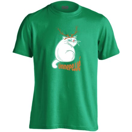 Portré "ünnepejjé" karácsonyi rénszarvas macskás gyerek póló(zöld)