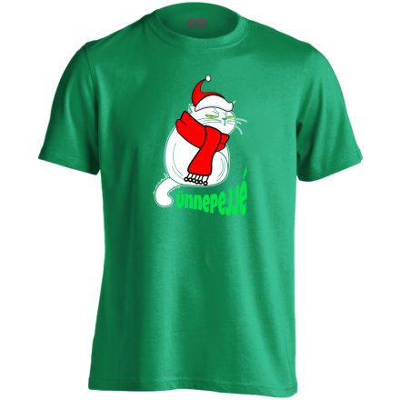Portré "ünnepejjé" karácsonyi macskás gyerek póló(zöld)