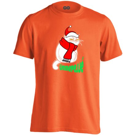 Portré "ünnepejjé" karácsonyi macskás gyerek póló(narancssárga)