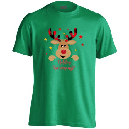 Cuki szarvas karácsonyi gyerek póló(zöld)