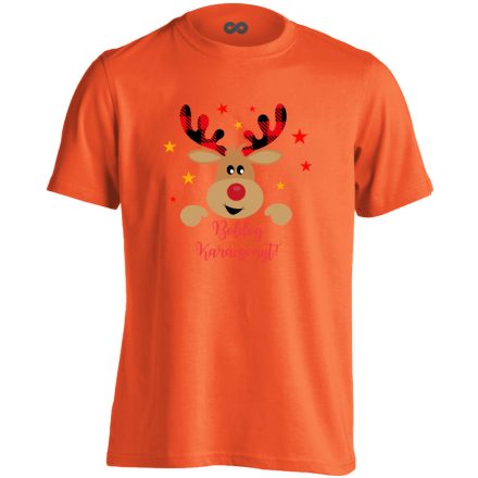 Cuki szarvas karácsonyi gyerek póló(narancssárga)