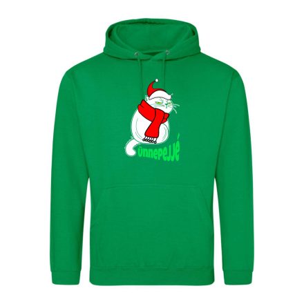 Portré "ünnepejjé" karácsonyi macskás pulóver(kelly zöld)