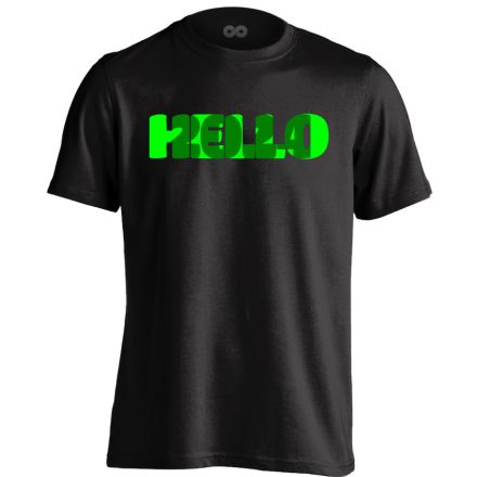Hello zöld! szilveszteri férfi póló (fekete)