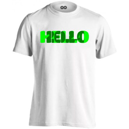 Hello zöld! szilveszteri férfi póló (fehér)
