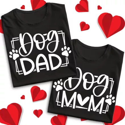 Páros Dog Mom és Dad Valentin napi csomag (fekete termékek)