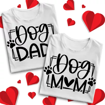Páros Dog Mom és Dad Valentin napi csomag (fehér termékek)