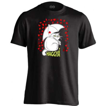 Valentin-napi Haggyá macska férfi póló (fekete)