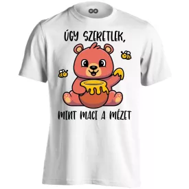 Mint maci a mézet valentin napi férfi póló (fehér)