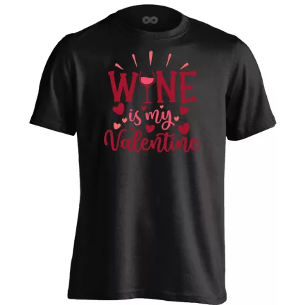 Wine is my valentine 3 valentin napi férfi póló (fekete)