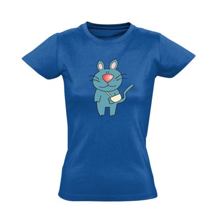Macskajaj állatorvosi női póló színes (kék)