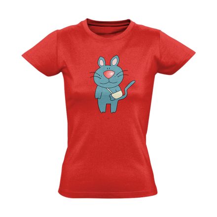 Macskajaj állatorvosi női póló színes (piros)