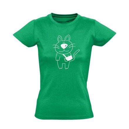 Macskajaj állatorvosi női póló mono (zöld)