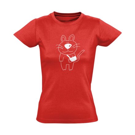 Macskajaj állatorvosi női póló mono (piros)
