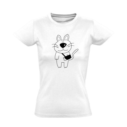 Macskajaj állatorvosi női póló mono (fehér)