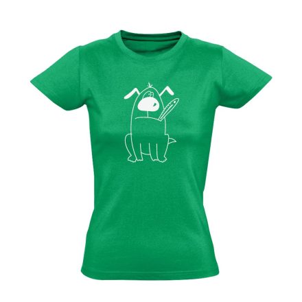 Kutyabaj állatorvosi női póló mono (zöld)