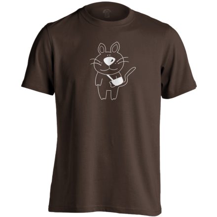 Macskajaj állatorvosi férfi póló mono (csokoládébarna)