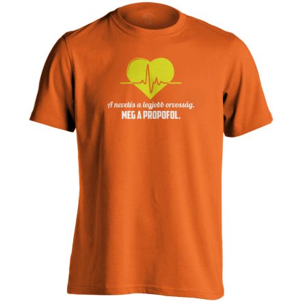 A Legjobb Orvosság aneszteziológiai férfi póló (narancssárga)