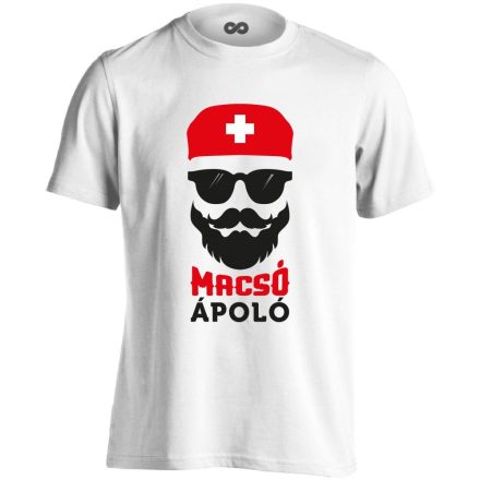 Macsó Ápoló férfi póló (fehér)