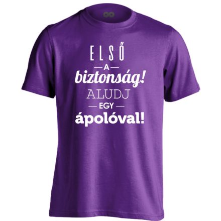Első a biztonság! ápolós férfi póló (lila)