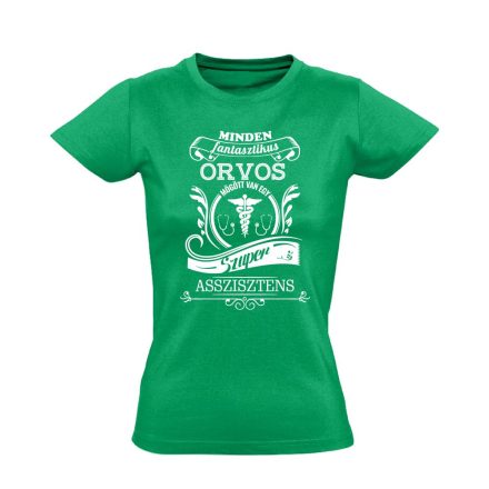 Vintage asszisztens női póló (zöld)