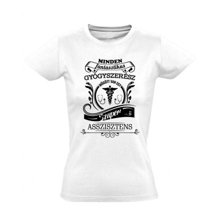 Vintage gyógyszerész-asszisztens női póló (fehér)