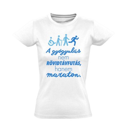 Maraton fizioterápiás női póló (fehér)